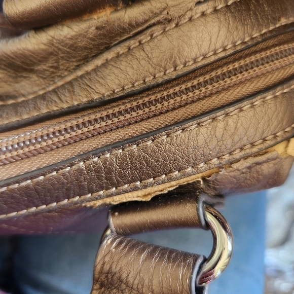 Kathy Van Zeeland Purse Top Handle Bag Vinyl Studded Rhinestones Brown - Picture 6 of 7